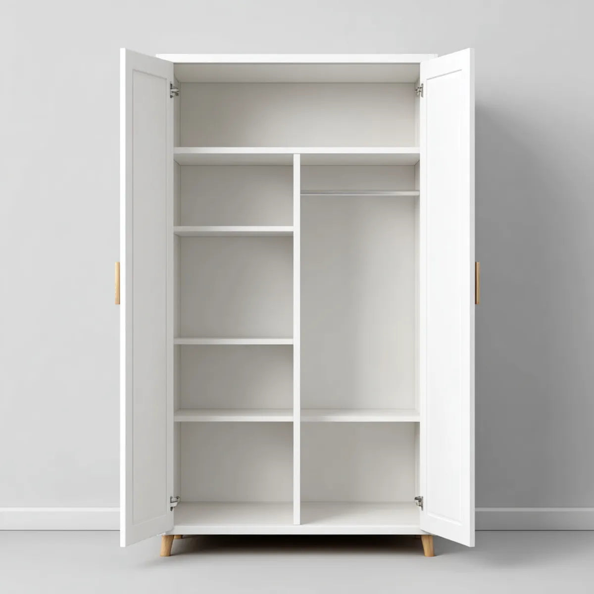 Kleiderschrank Weiß 2 Türen mit Regalfächern und Kleiderstange 80 x 40 x 180 cm MDF Rechteckig