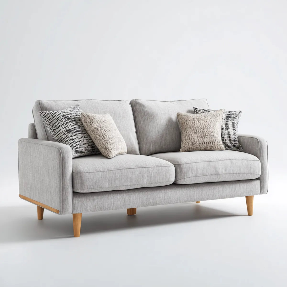 2-Sitzer Sofa Hellgrau 180 x 88 x 86 cm mit Polyesterbezug Massivholzfüßen Rechteckig