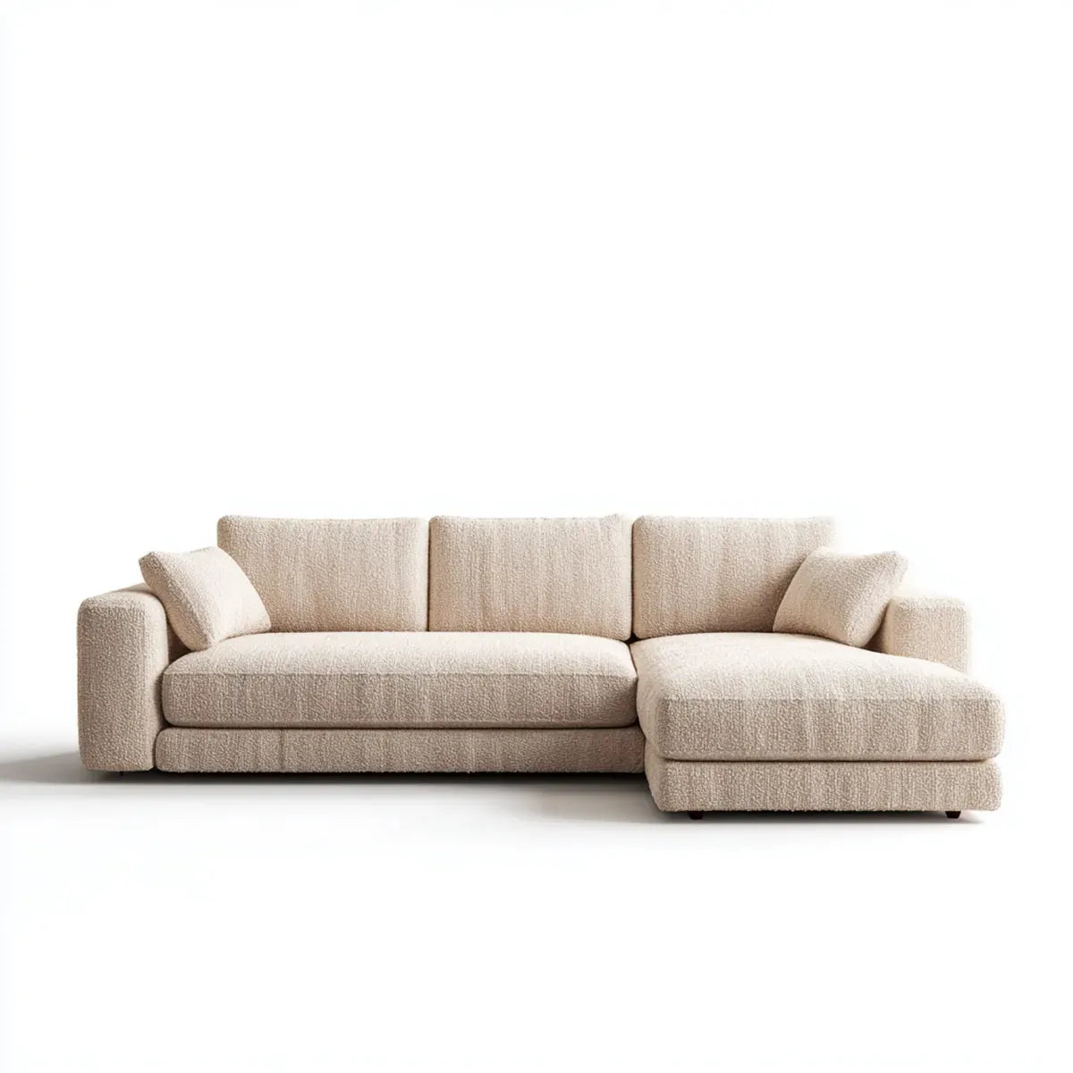 Ecksofa mit Recamiere Beige 260 x 170 cm Bouclé-Polyester L-Form