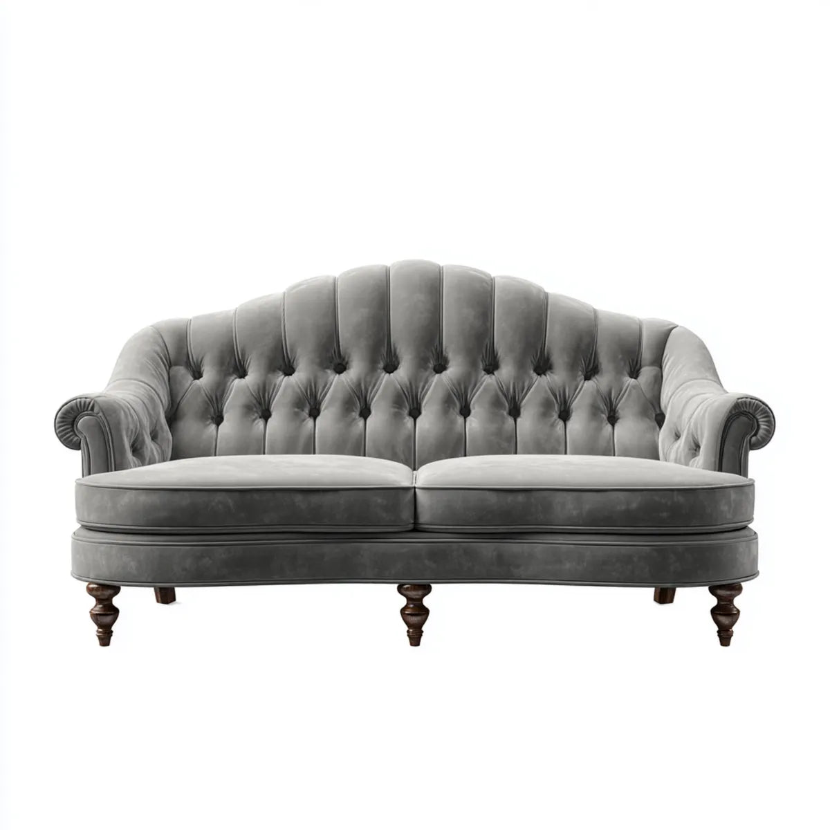 3-Sitzer Sofa Grau 220 x 95 x 92 cm Polyester-Samt geschwungene Form