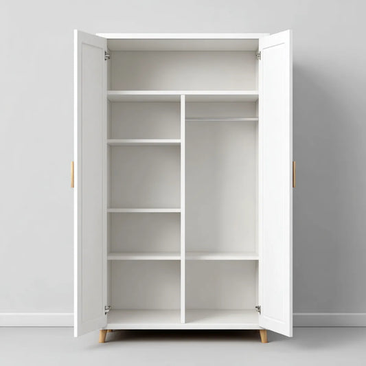 Kleiderschrank Weiß 2 Türen mit Regalfächern und Kleiderstange 80 x 40 x 180 cm MDF Rechteckig