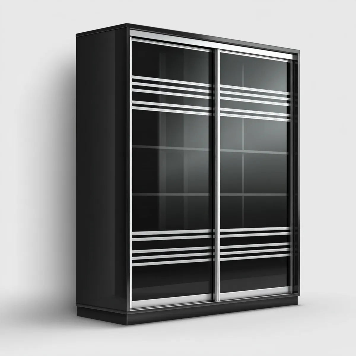 Schiebetürenschrank Kleiderschrank Schwarz 150 x 60 x 200 cm Spanplatte Glas rechteckig