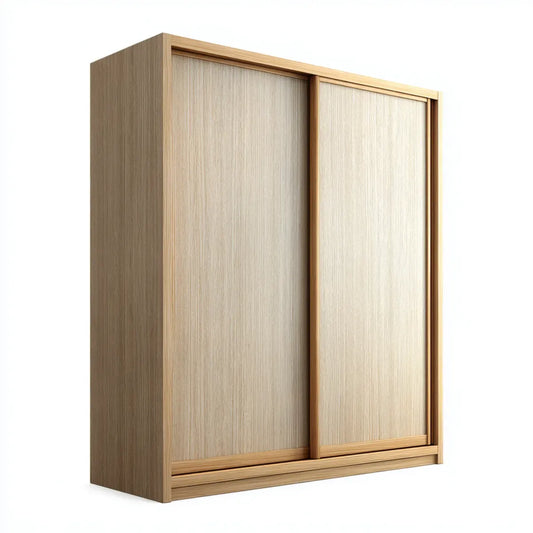 Schwebetürenschrank Eiche Natur 180 x 60 x 220 cm Spanplatte rechteckig