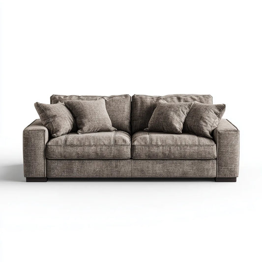 2-Sitzer Sofa Grau 220 x 95 x 88 cm Polyester Webstoff mit Schaumstoffpolsterung Gerade Form