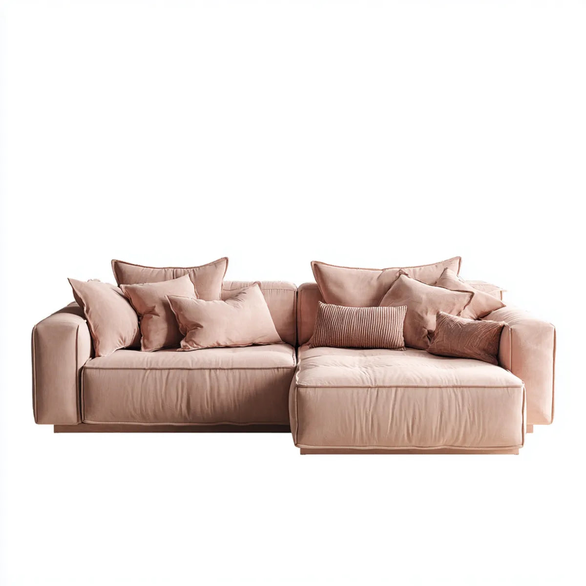 Ecksofa mit Recamiere rechts Rosa 260 x 160 x 85 cm Polyester-Samt L-Form