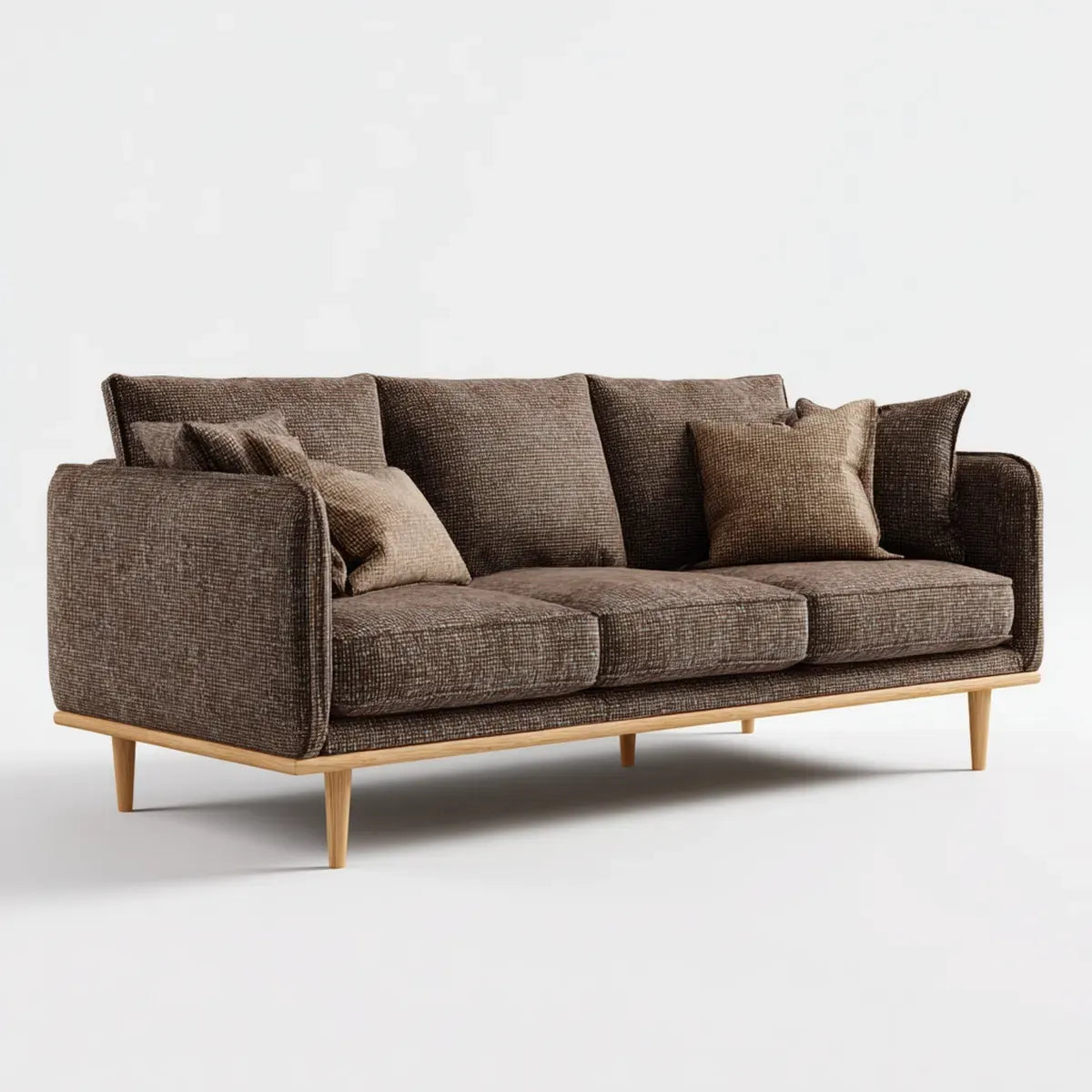 3-Sitzer Sofa Dunkelbraun 220 x 92 x 84 cm Polyester Massivholz Gerade