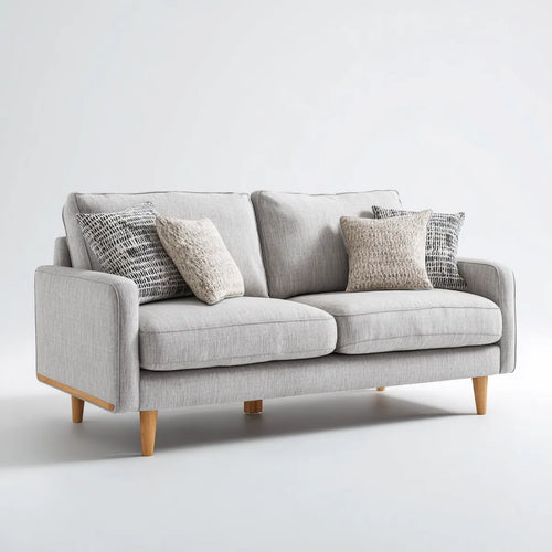 2-Sitzer Sofa Hellgrau 180 x 88 x 86 cm mit Polyesterbezug Massivholzfüßen Rechteckig