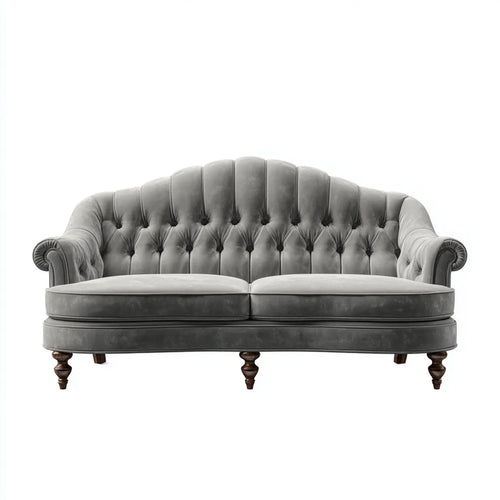3-Sitzer Sofa Grau 220 x 95 x 92 cm Polyester-Samt geschwungene Form