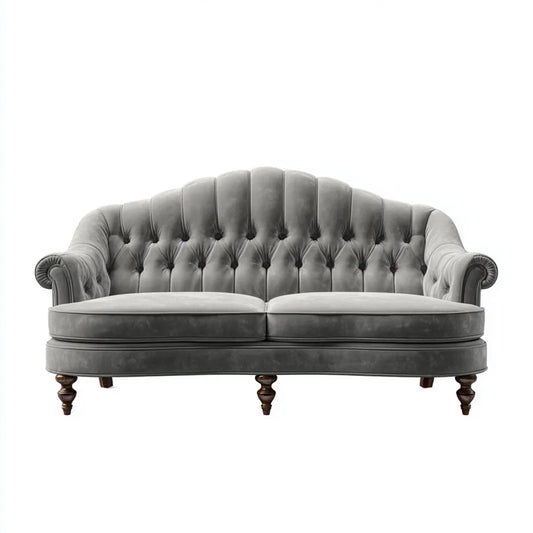 3-Sitzer Sofa Grau 220 x 95 x 92 cm Polyester-Samt geschwungene Form